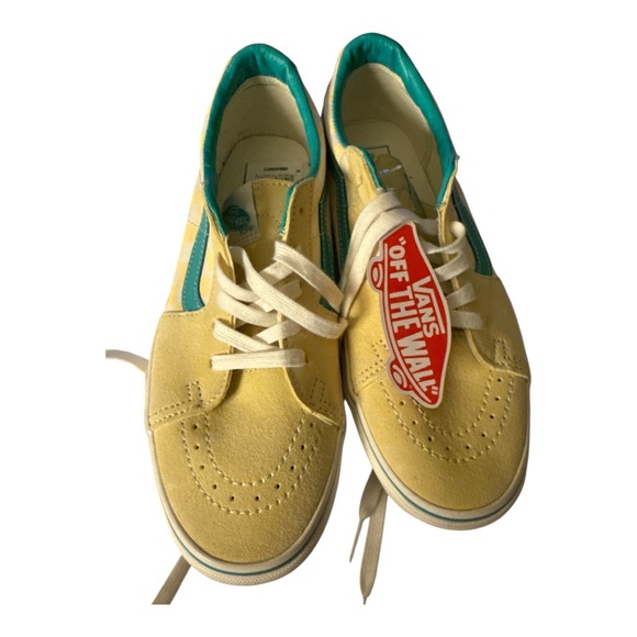 VANS Sk8-Low Checkerboard  Banana Cream Yellow And Teal Size 8 NWOB - Picture 2 of 5